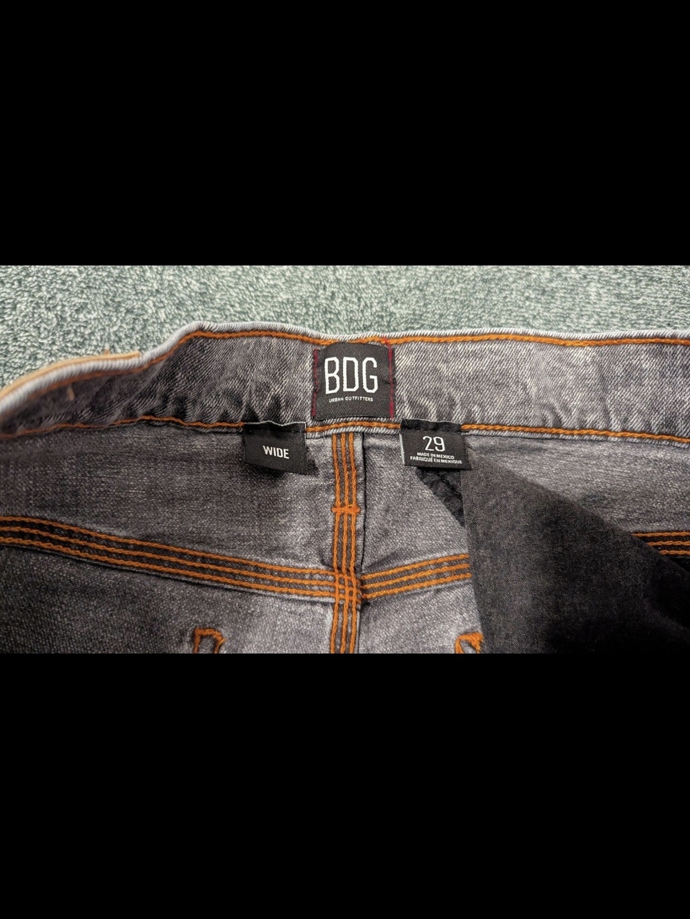 BDG Urban Outfitters Wide Leg Jeans 29 Gray Acid Wash Orange Stitch - Picture 2 of 6